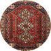 Round Traditional Crimson Red Persian Rug, tr1387