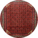 Round Traditional Sienna Brown Persian Rug, tr1389