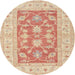 Round Traditional Brown Oriental Rug, tr1390