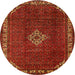 Round Traditional Mahogany Brown Persian Rug, tr1391