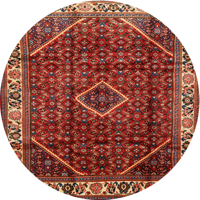 Round Traditional Red Persian Rug, tr1392