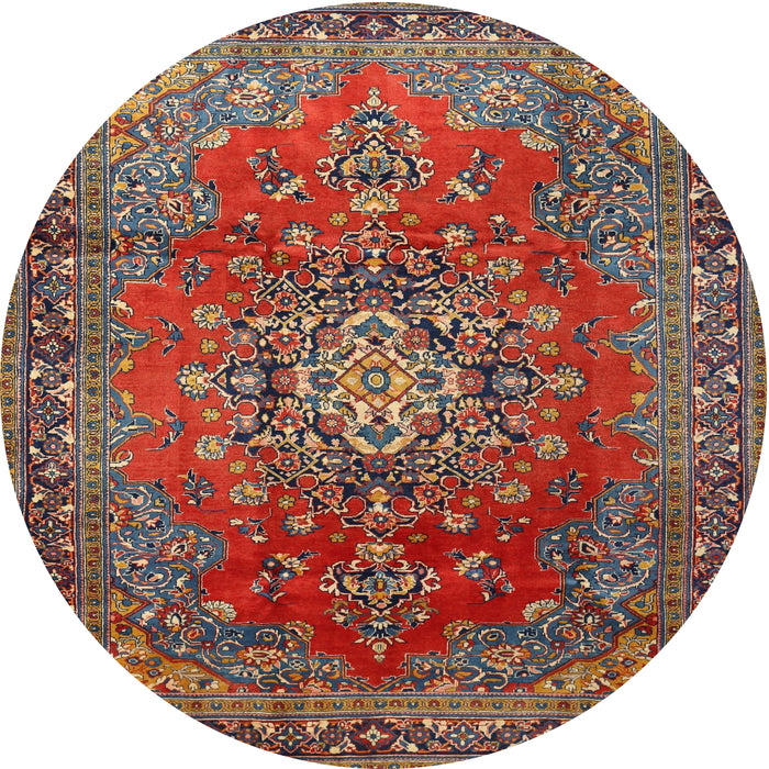 Round Traditional Dark Almond Brown Persian Rug, tr1393