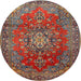 Round Traditional Dark Almond Brown Persian Rug, tr1393