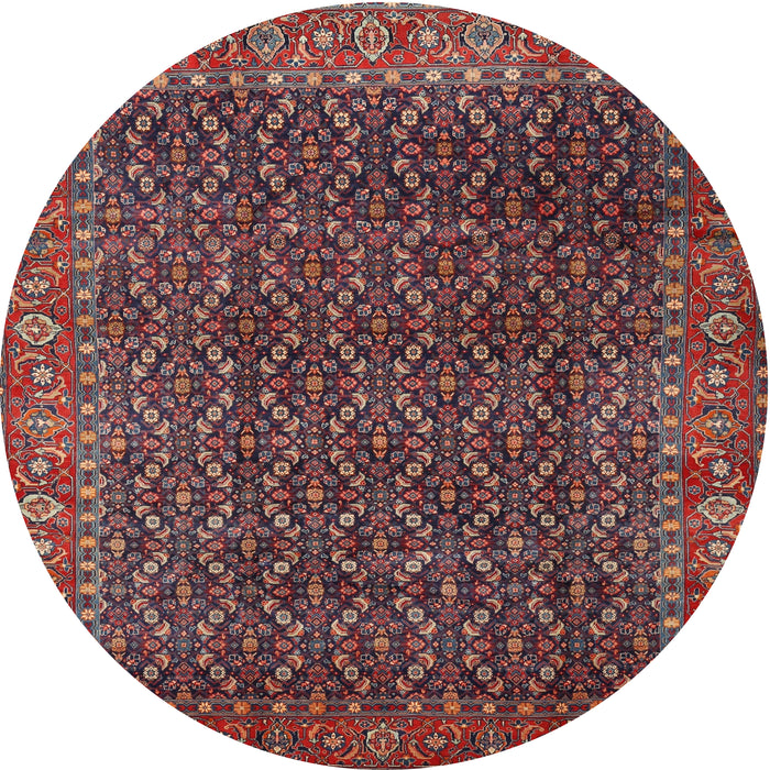 Round Traditional Saffron Red Persian Rug, tr1394