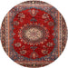 Round Traditional Orange Salmon Pink Persian Rug, tr1395