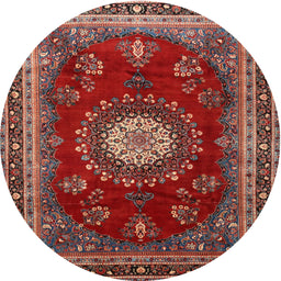 Square Machine Washable Traditional Orange Salmon Pink Rug, wshtr1395