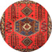 Round Traditional Sienna Brown Persian Rug, tr1396