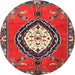 Round Traditional Red Medallion Rug, tr1397