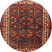 Round Traditional Red Persian Rug, tr1399