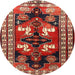 Round Traditional Orange Salmon Pink Persian Rug, tr1406