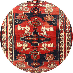 Square Machine Washable Traditional Orange Salmon Pink Rug, wshtr1406