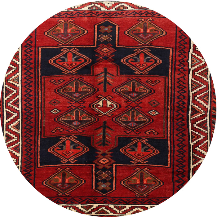 Round Traditional Reddish Brown Persian Rug, tr1407