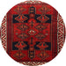 Round Traditional Reddish Brown Persian Rug, tr1407