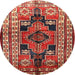 Round Traditional Orange Salmon Pink Persian Rug, tr1408