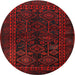 Round Traditional Charcoal Black Persian Rug, tr1409