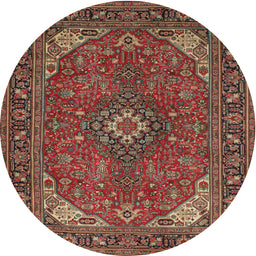Square Machine Washable Traditional Saffron Red Rug, wshtr140