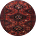 Round Traditional Crimson Red Persian Rug, tr1411