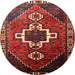 Round Traditional Sienna Brown Persian Rug, tr1412