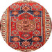 Round Traditional Light Copper Gold Persian Rug, tr1413