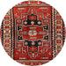 Round Traditional Dark Almond Brown Persian Rug, tr1415