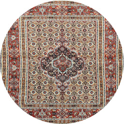 Round Traditional Tan Brown Medallion Rug, tr1418