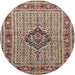 Round Traditional Tan Brown Medallion Rug, tr1418