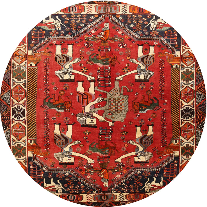 Round Traditional Red Persian Rug, tr1419