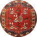 Round Traditional Red Persian Rug, tr1419