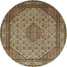 Round Traditional Metallic Gold Medallion Rug, tr141