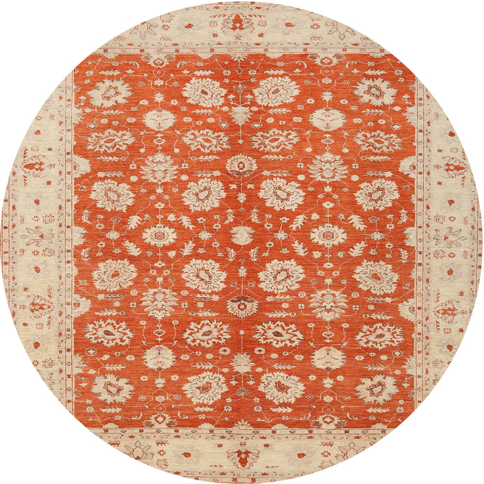Round Traditional Brown Oriental Rug, tr1423