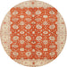 Round Traditional Brown Oriental Rug, tr1423