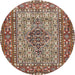 Round Traditional Light French Beige Brown Persian Rug, tr1426