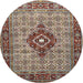 Round Traditional Light French Beige Brown Medallion Rug, tr1427