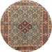 Square Machine Washable Traditional Light French Beige Brown Rug, wshtr1428