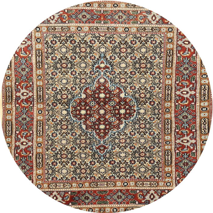 Round Traditional Light French Beige Brown Persian Rug, tr1428