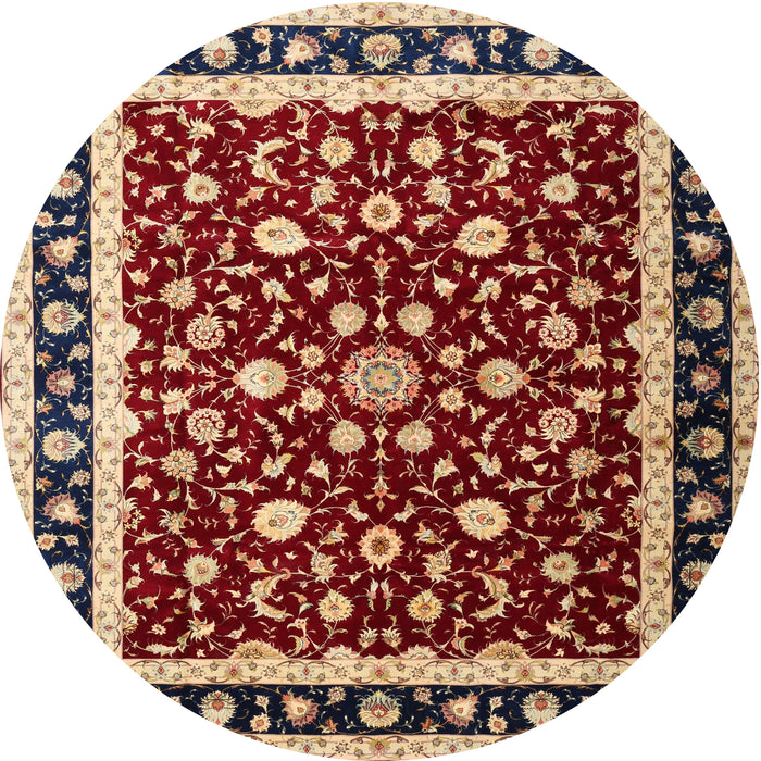 Round Traditional Saffron Red Persian Rug, tr1429