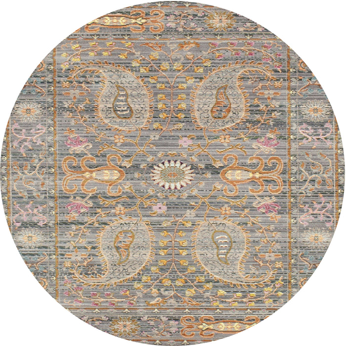 Round Traditional Dark Almond Brown Persian Rug, tr142