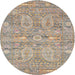 Round Traditional Dark Almond Brown Persian Rug, tr142