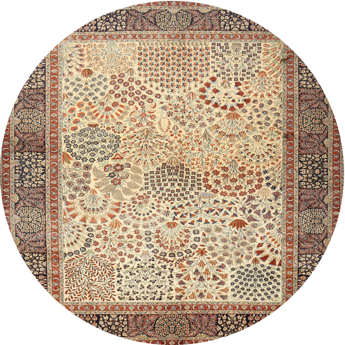 Round Traditional Sienna Brown Persian Rug, tr1430