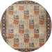 Round Traditional Reddish Brown Persian Rug, tr1431