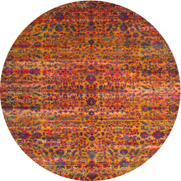 Square Machine Washable Traditional Orange Rug, wshtr1438