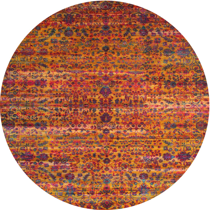 Round Traditional Orange Persian Rug, tr1438