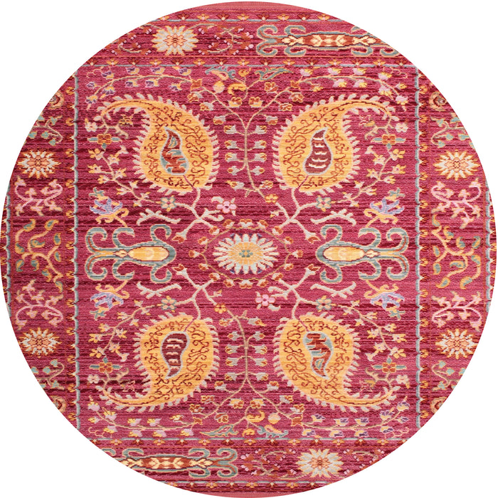 Square Machine Washable Traditional Orange Rug, wshtr143