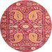 Square Machine Washable Traditional Orange Rug, wshtr143