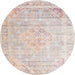 Round Traditional Tan Brown Persian Rug, tr1441