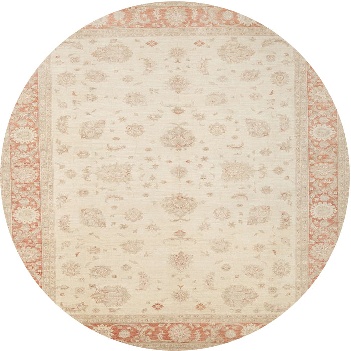 Round Traditional Navajo White Gold Persian Rug, tr1443