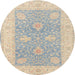 Round Traditional Dark Gray Oriental Rug, tr1444