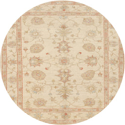 Round Traditional Khaki Gold Oriental Rug, tr1445