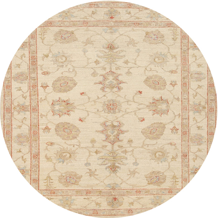 Round Traditional Khaki Gold Oriental Rug, tr1445