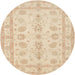 Round Traditional Khaki Gold Oriental Rug, tr1445